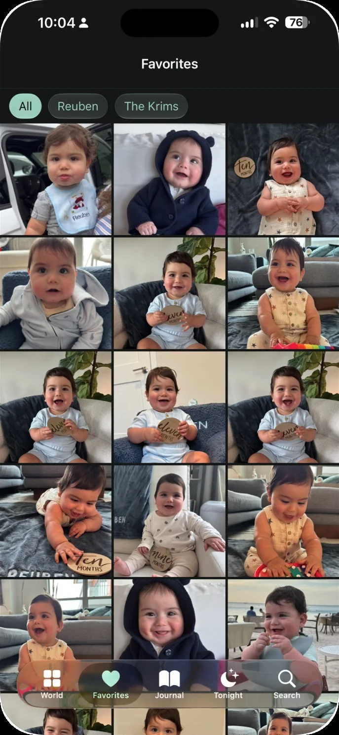 Favorites in Our Little World, filtered to one child or the whole family