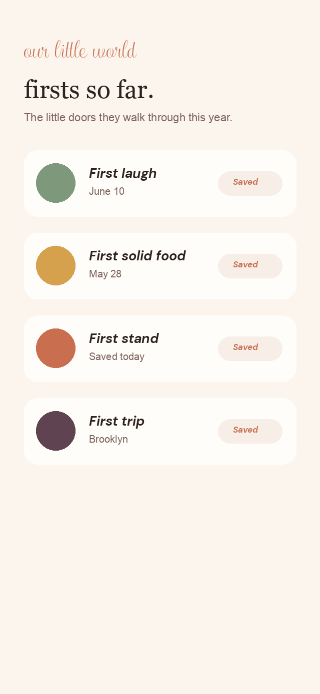 Firsts screen in Our Little World